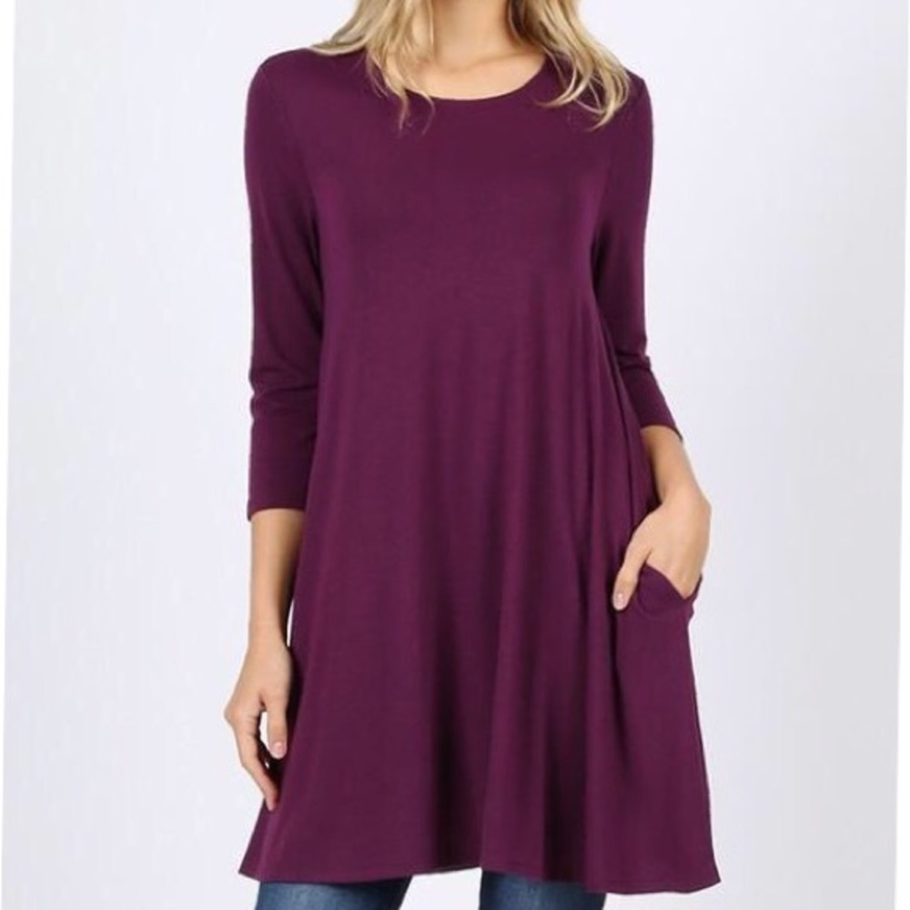 Plum Swing Tunic with Pockets